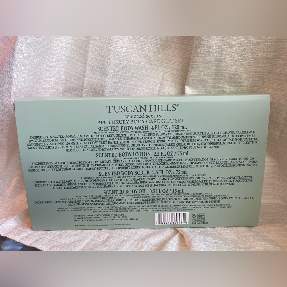 Tuscan Hills 4 Pc Spearmint & Argan Oil Body Care Gift Set Spa Luxury - Picture 8 of 9
